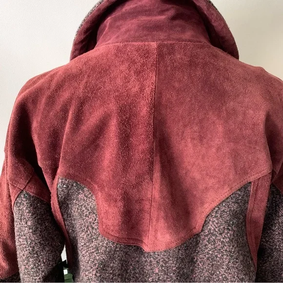 v i n t a g e :: Suede Leather Bomber Tweed Wool Knit Jacket